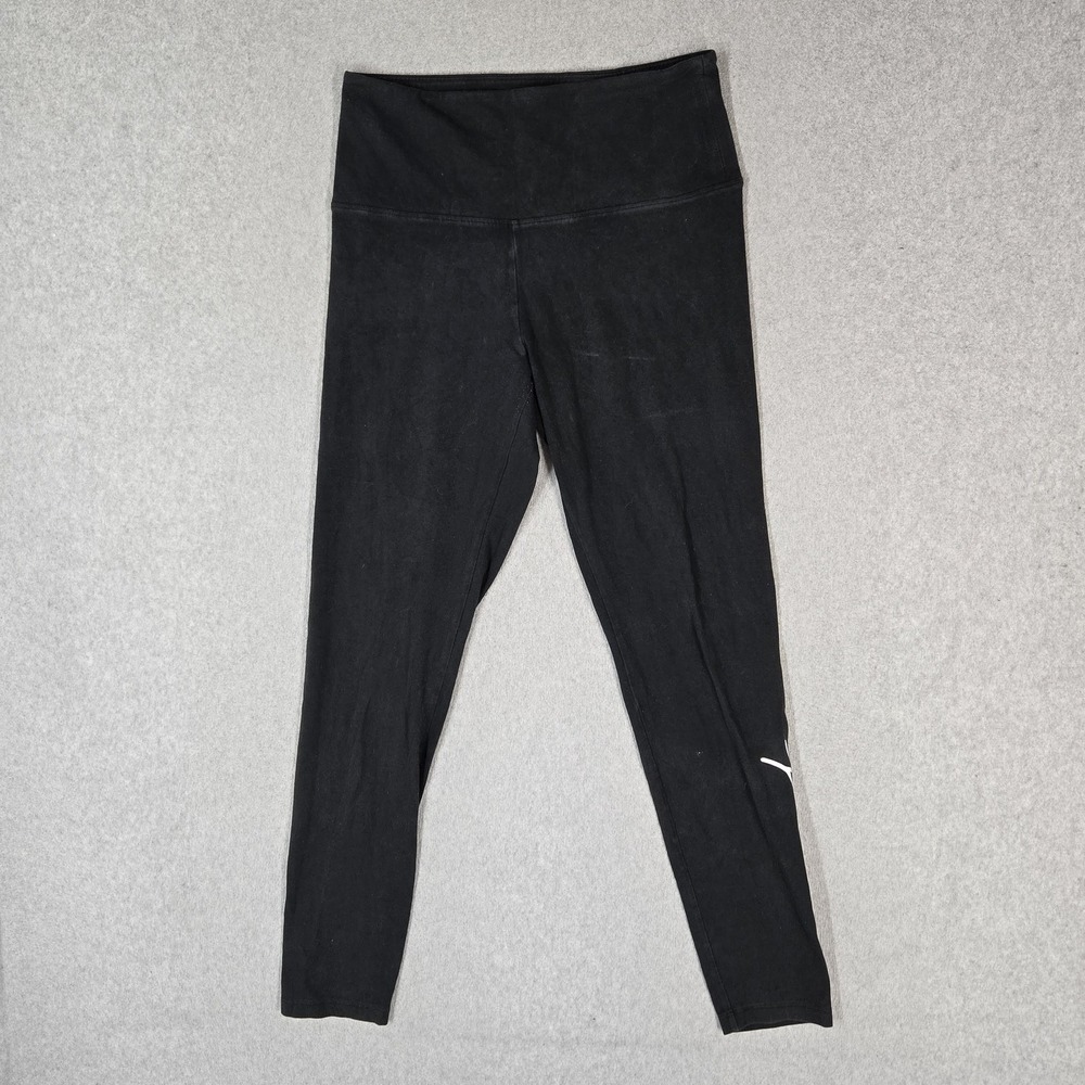 PINK Victoria's Secret Women Legging L Black Script Logo Yoga 28" Inseam